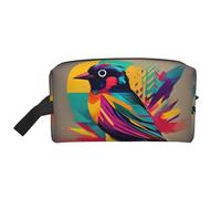 SamLng Grande trousse de maquillage de voyage - Motif oiseau coloré - Organiseur de toilette portable - Pochette multi-usage pour le maquillage, blanc, One Size