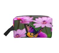 SamLng Grande trousse de maquillage de voyage - Motif papillon et fleurs violets - Organiseur de toilette portable - Pochette multi-usage pour le maquillage, blanc, One Size