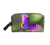 SamLng Grande trousse de maquillage de voyage - Motif papillon violet - Motif imprimé complet - Organiseur de toilette portable - Pochette multi-usage pour le maquillage - Blanc - Taille unique, blanc