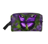 SamLng Grande trousse de maquillage de voyage - Motif papillon violet - Organiseur de toilette portable - Multi-usage pour le maquillage - Blanc - Taille unique, Blanc, One Size