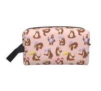 SamLng Grande trousse de maquillage de voyage - Motif paresseux mignon imprimé complet, organiseur de toilette portable, pochette multi-usage pour maquillage, blanc, taille unique, Blanc, One Size
