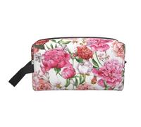 SamLng Grande trousse de maquillage de voyage - Motif pivoine de jardin - Organiseur de toilette portable, multi-usage pour le maquillage, blanc, taille unique, Blanc, One Size