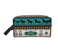 SamLng Grande trousse de maquillage de voyage - Motif rayures de cheval - Motif imprimé complet - Organiseur de toilette portable - Pochette multi-usage pour le maquillage, blanc, One Size