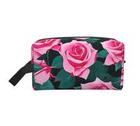 SamLng Grande trousse de maquillage de voyage - Motif roses roses - Design imprimé complet - Organiseur de toilette portable - Pochette multi-usage pour le maquillage, blanc, One Size