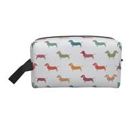 SamLng Grande trousse de maquillage de voyage - Motif teckel mignon avec imprimé complet, organiseur de toilette portable, pochette multi-usage pour le maquillage, blanc, One Size