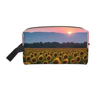 SamLng Grande trousse de maquillage de voyage - Motif tournesol et soleil - Organiseur de toilette portable - Multi-usage - Blanc - Taille unique, Blanc, One Size
