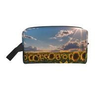 SamLng Grande trousse de maquillage de voyage - Motif tournesols et lumière de soleil - Organiseur de toilette portable - Pochette multi-usage pour le maquillage - Blanc - Taille unique, blanc, Taille