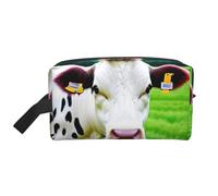 SamLng Grande trousse de maquillage de voyage - Motif vache - Motif imprimé complet - Organiseur de toilette portable - Pochette multi-usage pour le maquillage - Blanc - Taille unique, blanc, Taille