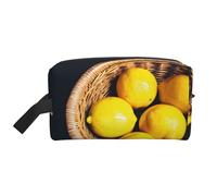 SamLng Grande trousse de maquillage de voyage - Panier Citrons Plein Imprimé Design Organisateur de Toilette Portable Pochette Multi-Usages pour Maquillage, blanc, One Size