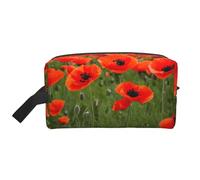 SamLng Grande trousse de maquillage de voyage - Pétales de fleurs de coquelicot - Motif imprimé complet - Organiseur de toilette portable - Pochette multi-usage pour le maquillage - Blanc - Taille