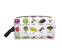 SamLng Grande trousse de maquillage de voyage - Présentation de divers légumes - Design imprimé complet - Organiseur de toilette portable - Pochette multi-usage pour le maquillage - Blanc - Taille