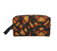 SamLng Grande trousse de maquillage de voyage - Tas de papillons monarques oranges, design complet, organisateur de toilette portable, pochette multi-usage pour le maquillage, blanc, One Size