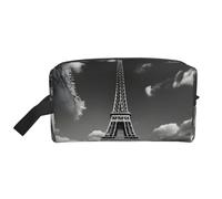SamLng Grande trousse de maquillage de voyage - Tour Eiffel de Paris et nuage - Design imprimé complet - Organiseur de toilette portable - Pochette multi-usage pour maquillage, blanc, One Size