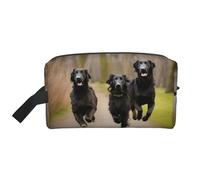 SamLng Grande trousse de maquillage de voyage - Trotting Flat Coated Retrievers Paw Full Print Design, organisateur de toilette portable, pochette multi-usage pour maquillage, blanc, taille unique