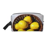 SamLng Grande trousse de maquillage de voyage - un panier de citrons pleine impression, organisateur de toilette portable, pochette multi-usage pour le maquillage, blanc, One Size