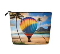 SamLng Hawaii Hot Air Balloon Organiseur de toilette polyvalent : faux chanvre trousse de maquillage - Trousse de toilette de voyage, trousse d'accessoires de maquillage cosmétiques, noir, taille