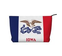 SamLng Iowa State Flag Trousse de maquillage en velours côtelé avec fermeture éclair pour cosmétiques et produits de toilette - Pochette pratique pour le maquillage des femmes, noir, taille unique