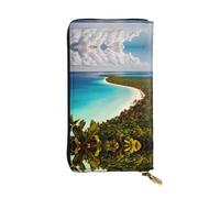 SamLng island of cuba Portefeuille long en cuir imprimé pour femme - Portefeuille en cuir imperméable à la mode et léger, noir, taille unique, Noir , Taille unique