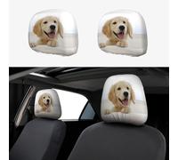 SamLng Lot de 2 housses universelles pour appuie-tête de voiture avec imprimé chiots Golden Retriever - Protection pour camionnettes, SUV, camions - Améliorez votre expérience de conduite