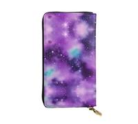 SamLng Magic Galaxy Sky Purple Print Leather Long Clutch Wallet for Women - Fashion and Lightweight Waterproof Leather Wallet, Black, One Size, Noir , Taille unique