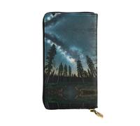 SamLng Night Sky with Trees Print Leather Long Clutch Wallet for Women - Fashion and Lightweight Waterproof Leather Wallet, Black, One Size, Noir , Taille unique