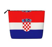 SamLng Organisateur de toilette polyvalent avec drapeau de la République de Croatie : faux chanvre trousse de maquillage - Trousse de toilette de voyage, pochette pour accessoires de maquillage, noir