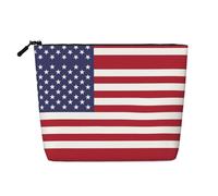 SamLng Organisateur de toilette polyvalent drapeau américain : faux chanvre trousse de maquillage - Trousse de toilette de voyage, pochette d'accessoires de maquillage cosmétiques, noir, taille unique
