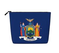 SamLng Organisateur de toilette polyvalent drapeau de New York : faux chanvre trousse de maquillage - Trousse de toilette de voyage, trousse d'accessoires de maquillage cosmétiques, noir, taille