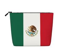 SamLng Organisateur de toilette polyvalent Drapeau du Mexique : faux chanvre trousse de maquillage - Trousse de toilette de voyage, trousse d'accessoires de maquillage cosmétiques, noir, taille unique