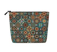 SamLng Organiseur de toilette polyvalent à motif floral - Trousse de maquillage en faux chanvre - Trousse de maquillage réutilisable avec pochette à fermeture éclair, noir, One Size