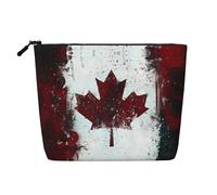 SamLng Organiseur de toilette rétro avec drapeau du Canada : faux chanvre - Trousse de toilette de voyage, trousse d'accessoires de maquillage cosmétique, noir, taille unique