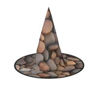 SamLng Pebbles in the beach Halloween Witch Hat for Adults - Party Hat for Masquerade, Carnaval, Cosplay - Pointed Horn Decoration Cap