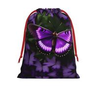 SamLng Petit sac cadeau avec cordon de serrage - Beau papillon violet parfait pour Noël, les vacances et les fêtes - Sacs à bonbons et sacs à friandises