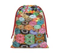 SamLng Petit sac cadeau avec cordon de serrage - Beignets parfaits pour Noël, les vacances et les fêtes - Sacs à bonbons et sacs à friandises
