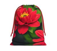 SamLng Petit sac cadeau avec cordon de serrage - Belle fleur rouge parfait pour Noël, les vacances et les fêtes - Sacs à bonbons et sacs à friandises