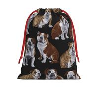 SamLng Petit sac cadeau avec cordon de serrage - Bulldogs anglais parfait pour Noël, les vacances et les fêtes - Sacs à bonbons et sacs à friandises