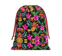 SamLng Petit sac cadeau avec cordon de serrage - Fleur hawaïenne Parfait pour Noël, les vacances et les fêtes - Sacs à bonbons et sacs à friandises