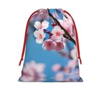 SamLng Petit sac cadeau avec cordon de serrage - Fleurs de cerisier roses Parfait pour Noël, les vacances et les fêtes - Sacs à bonbons et sacs à friandises