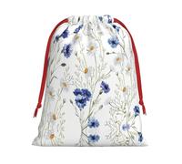 SamLng Petit sac cadeau avec cordon de serrage - Fleurs et bleuets marguerites Parfait pour Noël, les vacances et les fêtes - Sacs à bonbons et sacs à friandises