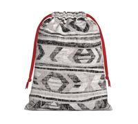 SamLng Petit sac cadeau avec cordon de serrage - Gris tribal parfait pour Noël, les vacances et les fêtes - Sacs à bonbons et sacs à friandises