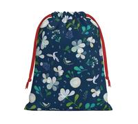 SamLng Petit sac cadeau avec cordon de serrage - Herbe et colombe Parfait pour Noël, les vacances et les fêtes - Sacs à bonbons et sacs à friandises