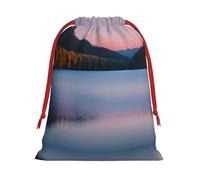 SamLng Petit sac cadeau avec cordon de serrage - Lac sous le coucher du soleil - Parfait pour Noël, les vacances et les fêtes - Sacs à bonbons et sacs à friandises