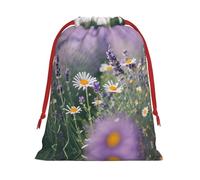 SamLng Petit sac cadeau avec cordon de serrage - Lavande et marguerites Parfait pour Noël, les vacances et les fêtes - Sacs à bonbons et sacs à friandises
