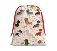 SamLng Petit sac cadeau avec cordon de serrage - Motif fleur de chien Parfait pour Noël, les vacances et les fêtes - Sacs à bonbons et sacs à friandises