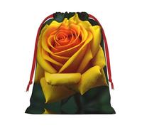 SamLng Petit sac cadeau avec cordon de serrage - Motif rose jaune parfait pour Noël, les vacances et les fêtes - Sacs à bonbons et sacs à friandises