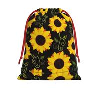 SamLng Petit sac cadeau avec cordon de serrage - Motif tournesol floral parfait pour Noël, les vacances et les fêtes - Sacs à bonbons et sacs à friandises