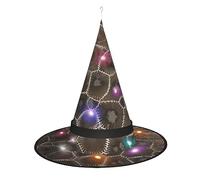 SamLng Petoskey Chapeau de sorcière en pierre - Accessoires de costume d'Halloween pour fête, bal masqué et robe de cosplay pour femme - Casquette lumineuse LED