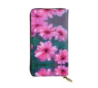 SamLng Pink Flowers Print Long Clutch Wallet for Women - Fashion and Lightweight Waterproof Leather Wallet, Black, One Size, Noir , Taille unique