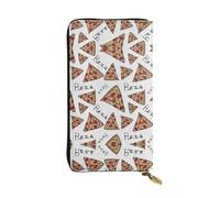 SamLng Portefeuille long en cuir avec imprimé pizza vintage - Poche à monnaie tendance, personnalisée et durable, Noir , Taille unique