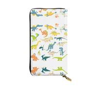 SamLng Portefeuille long en cuir imprimé d'images de dinosaures de dessin animé vintage - Poche à monnaie tendance, personnalisée et durable, Noir , Taille unique